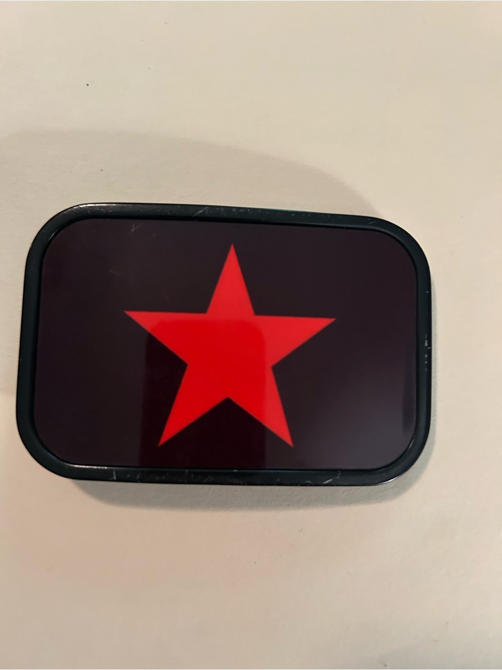 Vintage Buckle-Down Red Star Black Background Belt Buckle